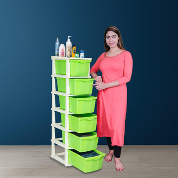 Parasnath Boxo 6 Layer Green Drawer – Multi-purpose storage with wheels