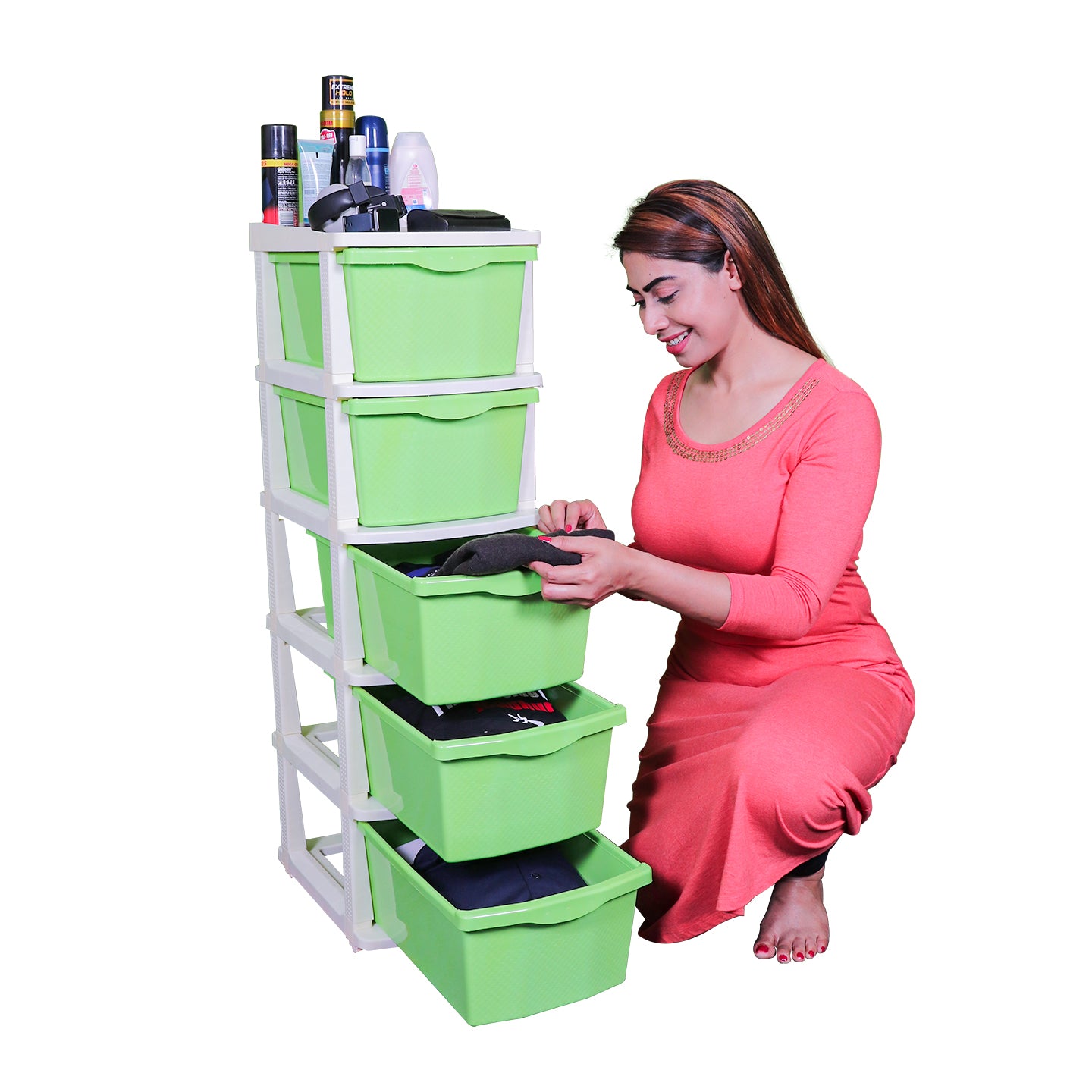 Parasnath Boxo 5 Layer Green Drawer – Multi-purpose storage with wheels