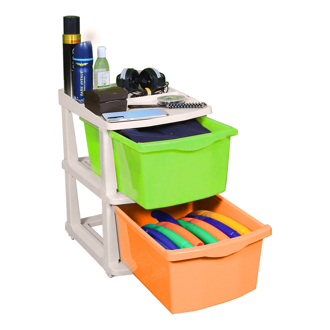 PARASNATH Boxo 2 Layer Multicolor Drawer with Wheels