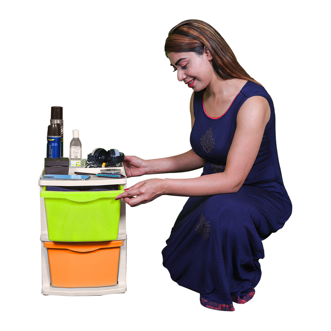 PARASNATH Boxo 2 Layer Multicolor Drawer with Wheels