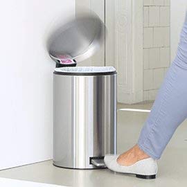 Parasnath Stainless Steel Plain Pedal Dustbin With Plastic Bucket (12''X20''- 20 Liter) - PARASNATH