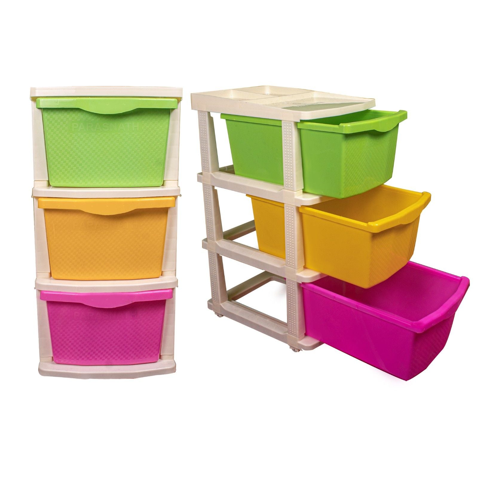 PARASNATH Boxo 3 Layer Multicolour Drawer with Wheels