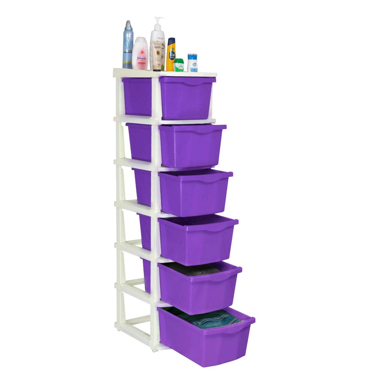 Parasnath Boxo 6 Layer Purple Drawer – Multi-purpose storage with wheels