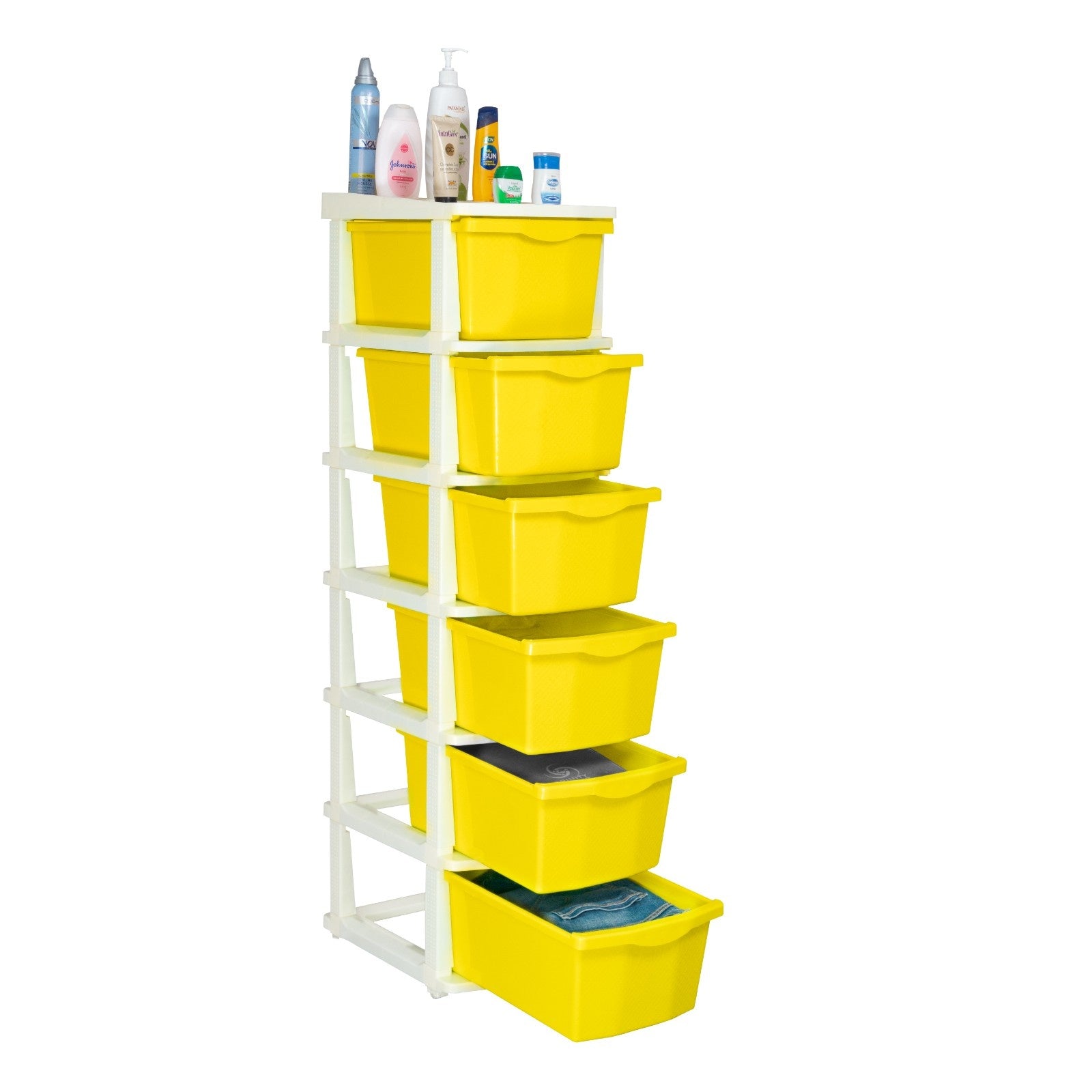 Parasnath Boxo 6 Layer Yellow Drawer – Multi-purpose storage with wheels