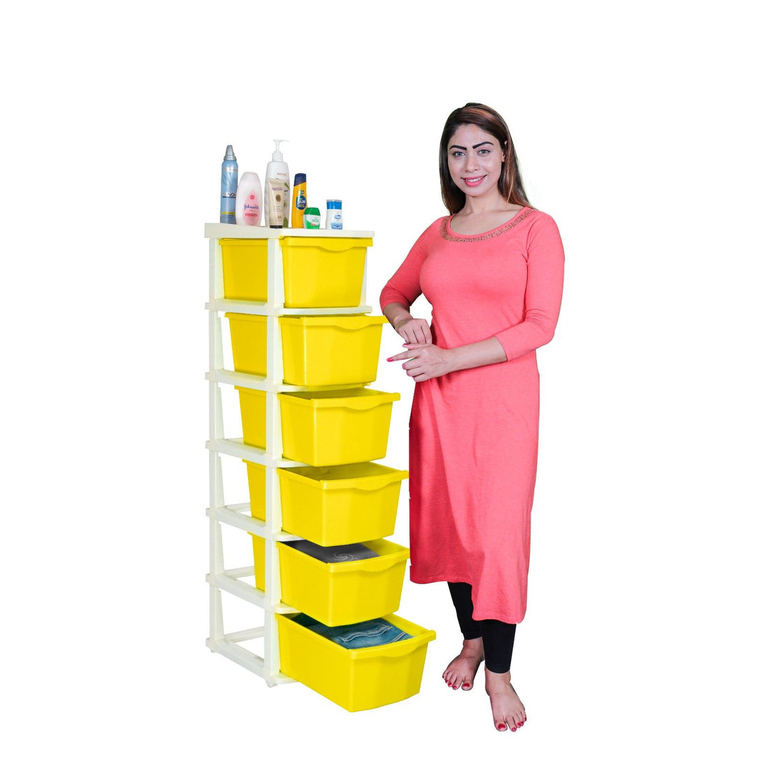 Parasnath Boxo 6 Layer Yellow Drawer – Multi-purpose storage with wheels