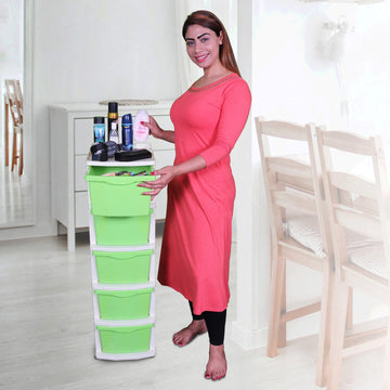 Parasnath Boxo 5 Layer Green Drawer – Multi-purpose storage with wheels