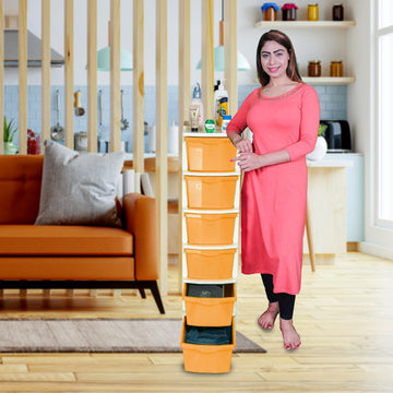 Parasnath Boxo 6 Layer Yellow Drawer – Multi-purpose storage with wheels