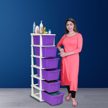 Parasnath Boxo 6 Layer Purple Drawer – Multi-purpose storage with wheels