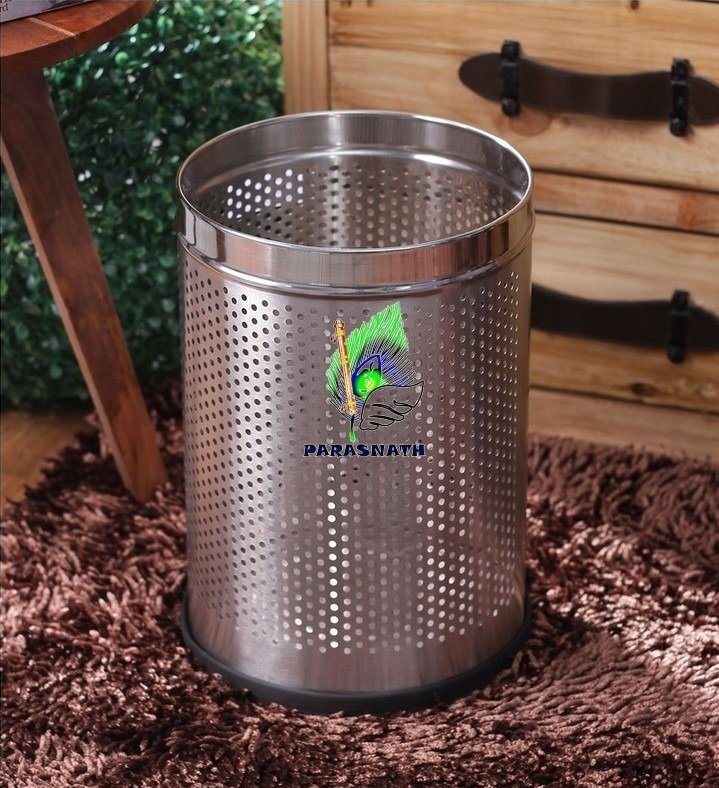 Parasnath 6L Stainless Steel Perforated Round Dustbin Durable Indoor Outdoor