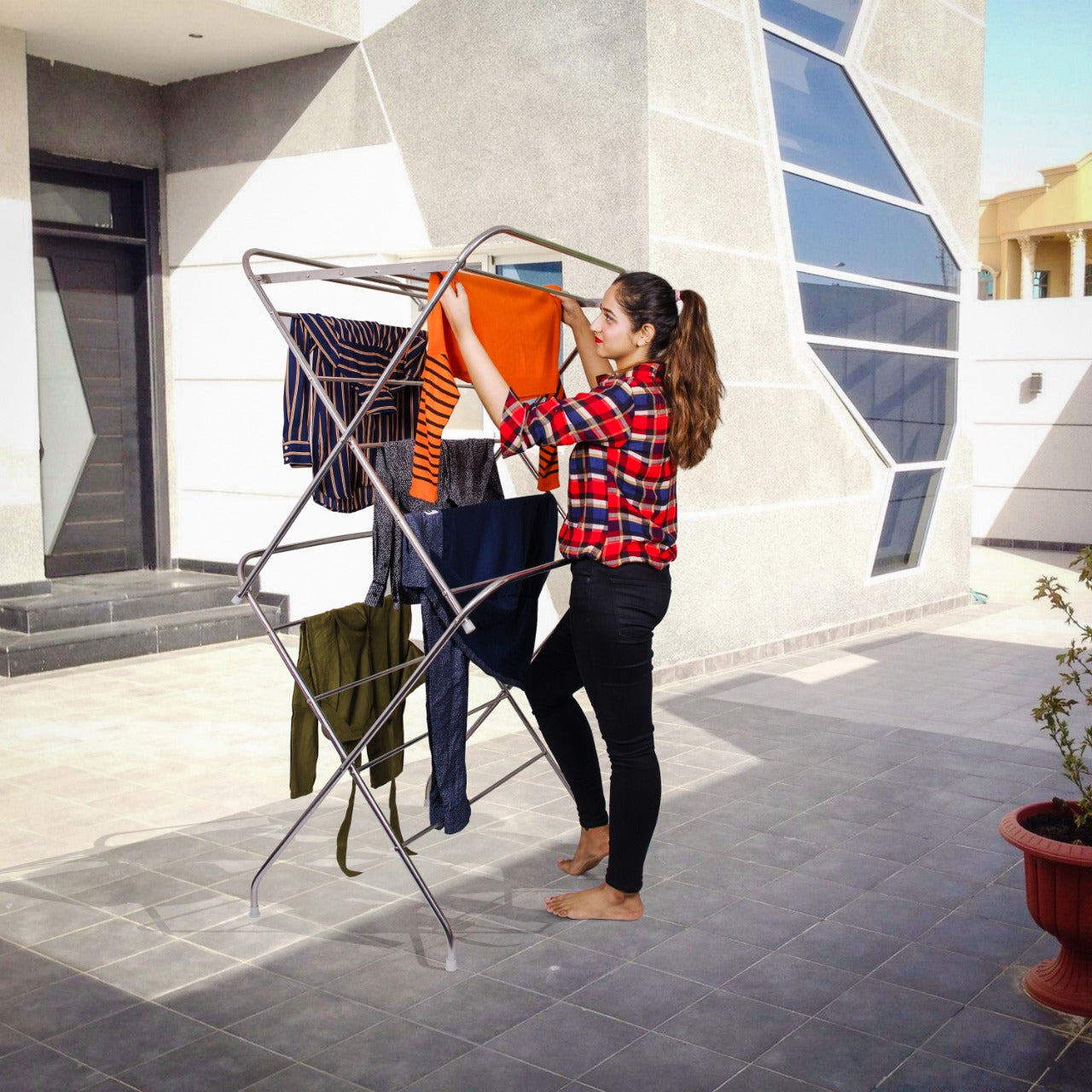 Parasnath Stainless Steel cloth  Drying Stand for Home & Balcony