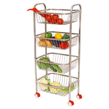 Parasnath Stainless Steel Fruit & Vegetable Basket with Wheels