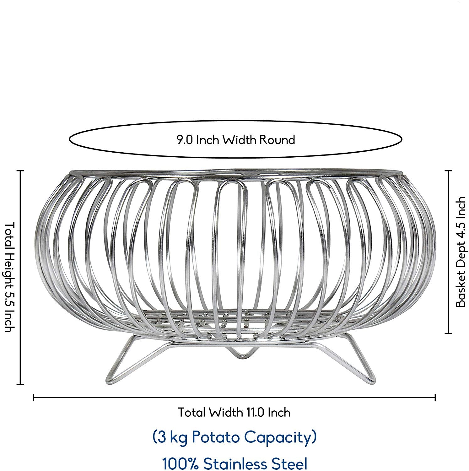 Parasnath Heavy Stainless Steel Vegetable and Fruit Bowl Basket 