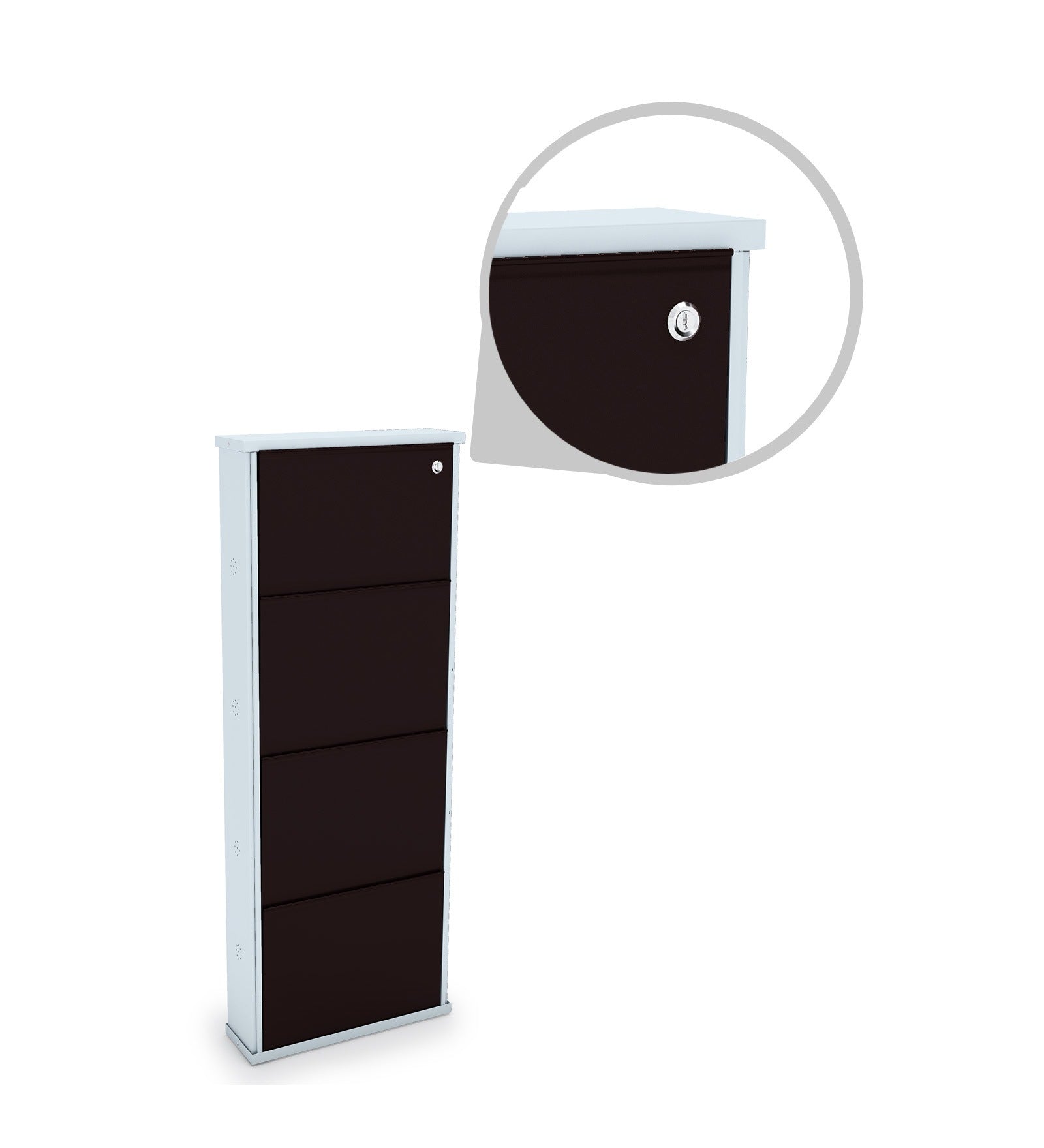 Parasnath Brown White Wall-Mounted 4-Shelf Shoe Rack Lockable Organizer