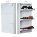 Parasnath Pure White Wall Shoe Rack 3 Shelves Slim Lockable Steel Shoe Stand for Home and Outdoor