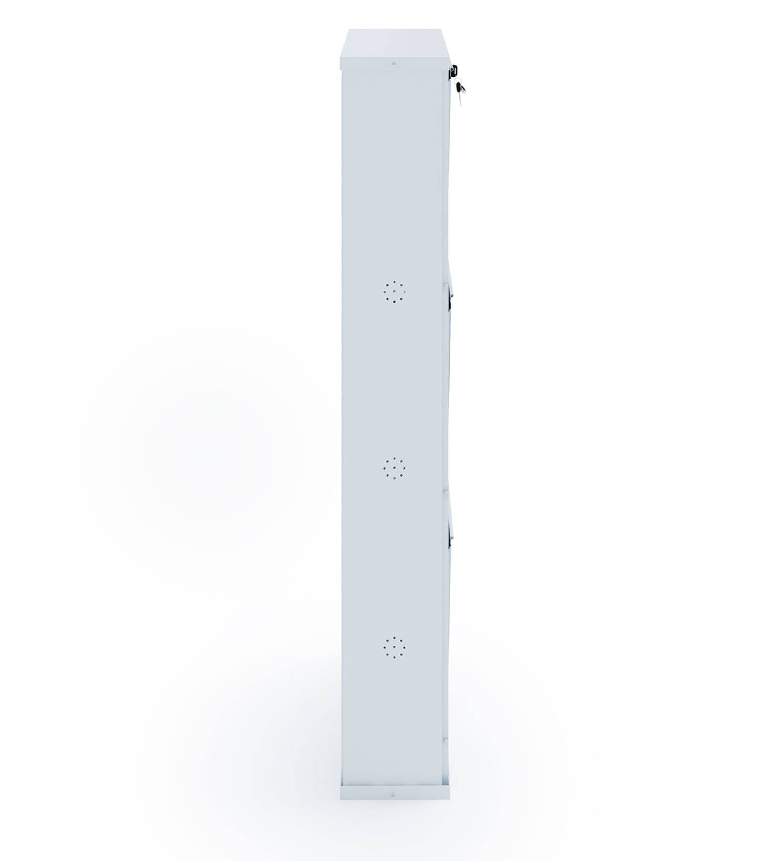 Parasnath Pure White Wall Shoe Rack 3 Shelves Slim Lockable Steel Shoe Stand for Home and Outdoor