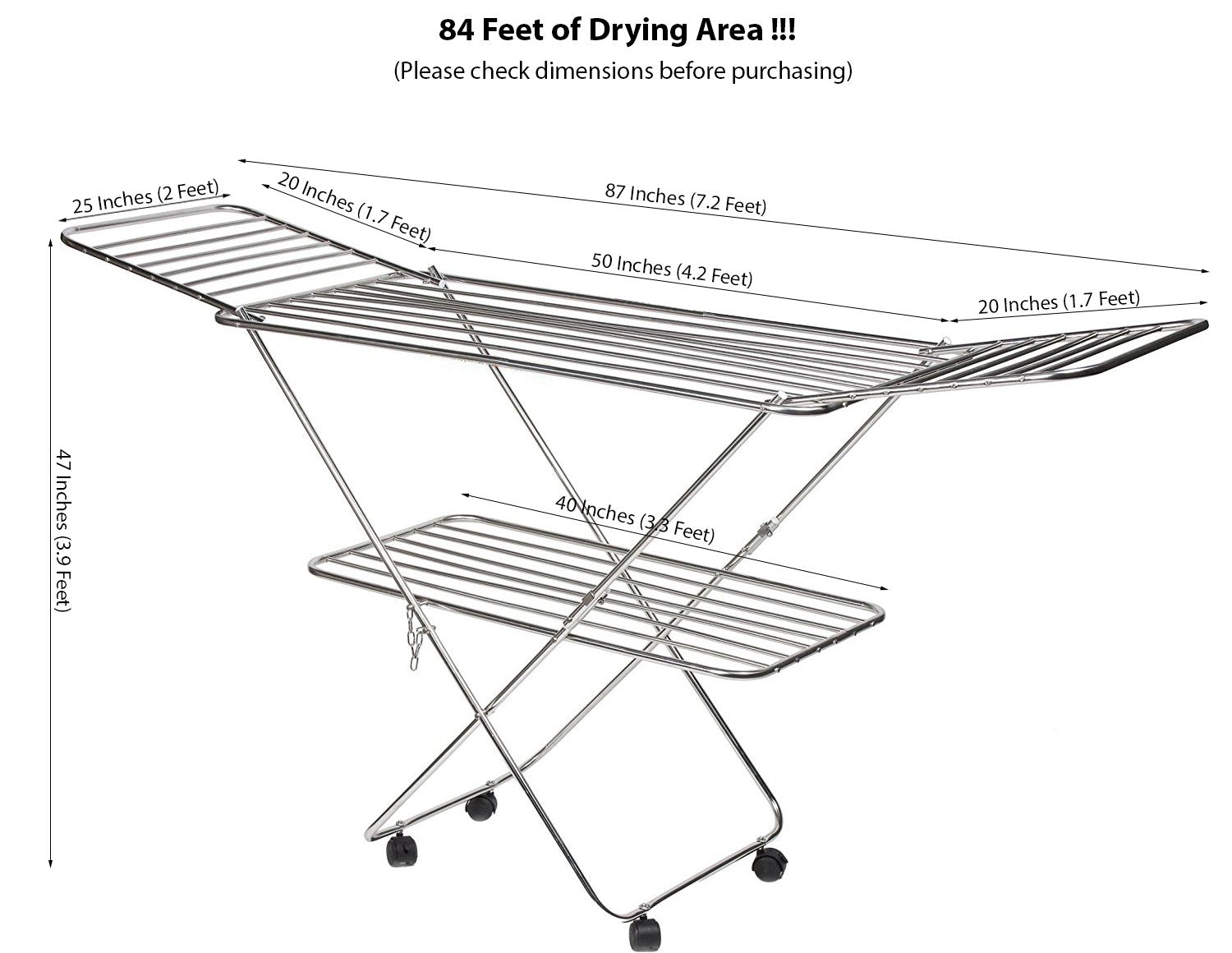 Parasnath Prime Stainless Steel Butterfly Extra Large Foldable Clothes Drying Stand