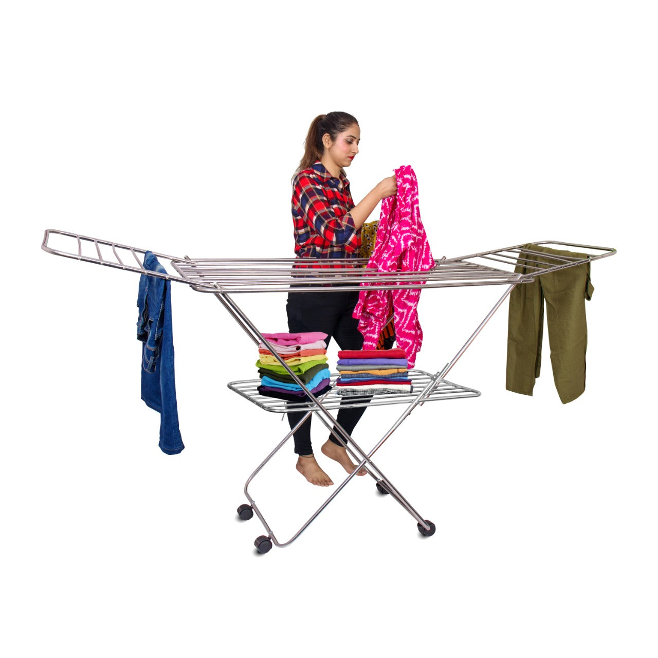 Parasnath Prime Stainless Steel Butterfly Extra Large Foldable Clothes Drying Stand