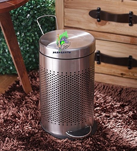 Parasnath Stainless Steel Round Perforated Pedal Dustbin With Plastic Bucket