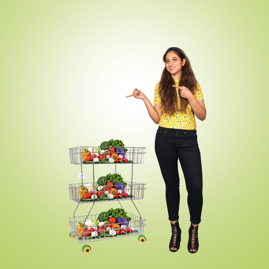 Parasnath Zig Zag 3-Shelf Stainless Steel Vegetable Stand for Kitchen Storage