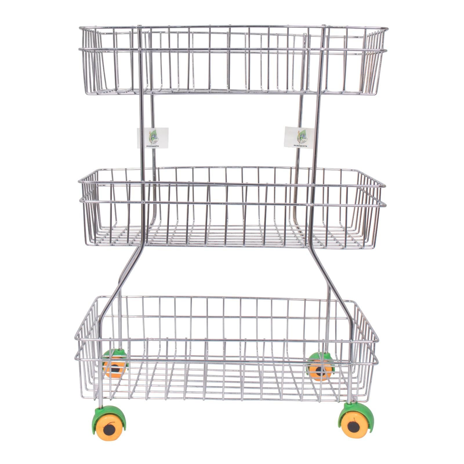 Parasnath Zig Zag 3-Shelf Stainless Steel Vegetable Stand for Kitchen Storage