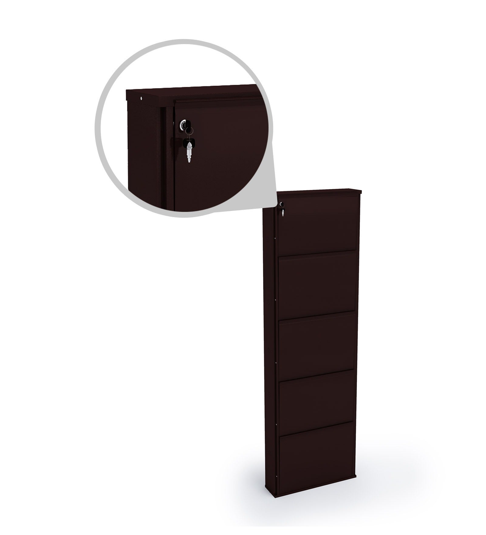Parasnath Coffee Colour Wall Shoe Rack 5 Shelves Slim Lockable Steel Shoe Stand