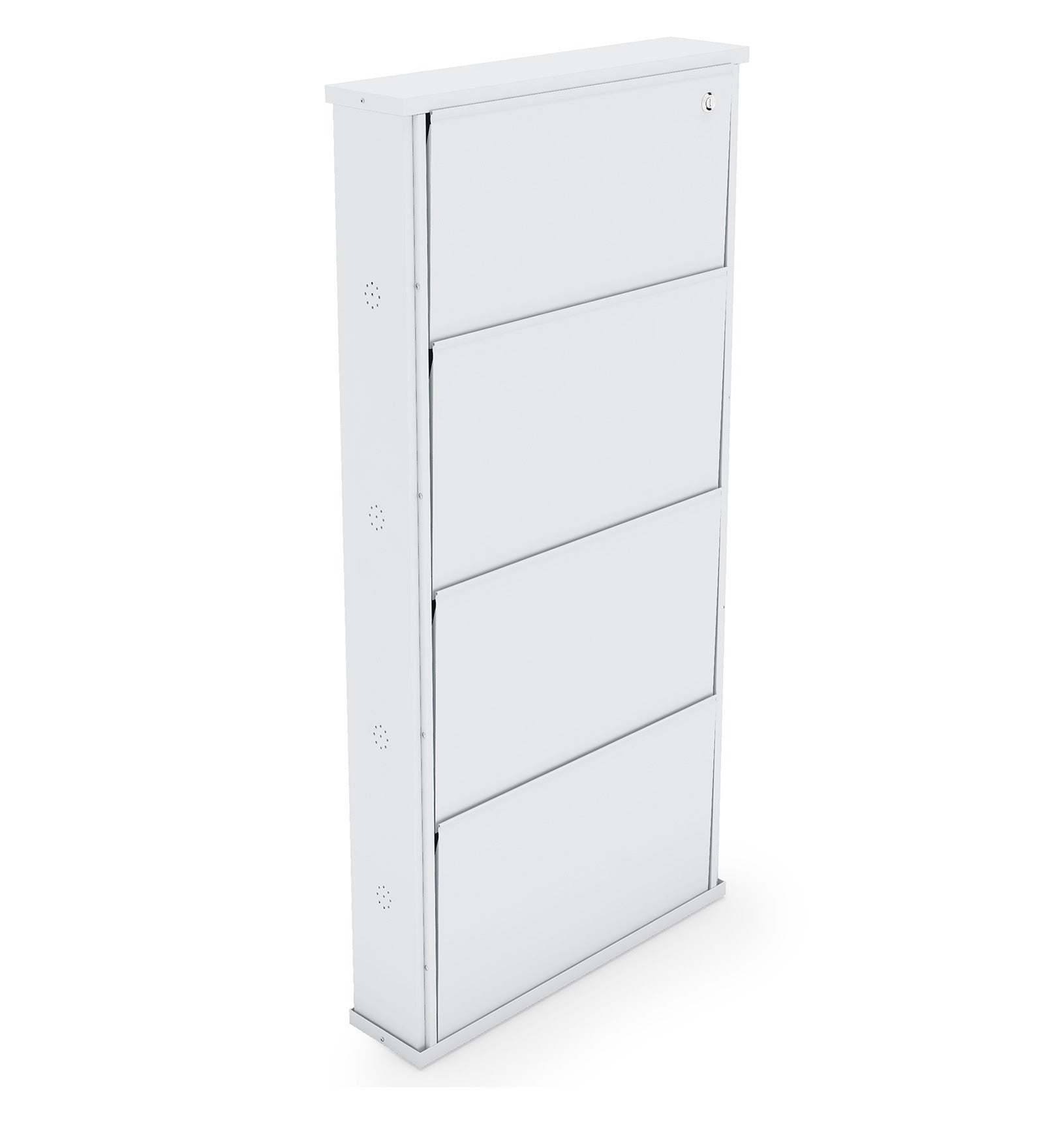 Parasnath Pure White Wall Shoe Rack 3 Shelves Slim Lockable Steel Stand