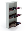 Parasnath Brown White Wall-Mounted 3-Shelf Shoe Rack Lockable Organizer
