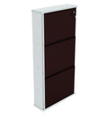 Parasnath Brown White Wall-Mounted 3-Shelf Shoe Rack Lockable Organizer