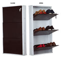 Parasnath Brown White Wall-Mounted 3-Shelf Shoe Rack Lockable Organizer