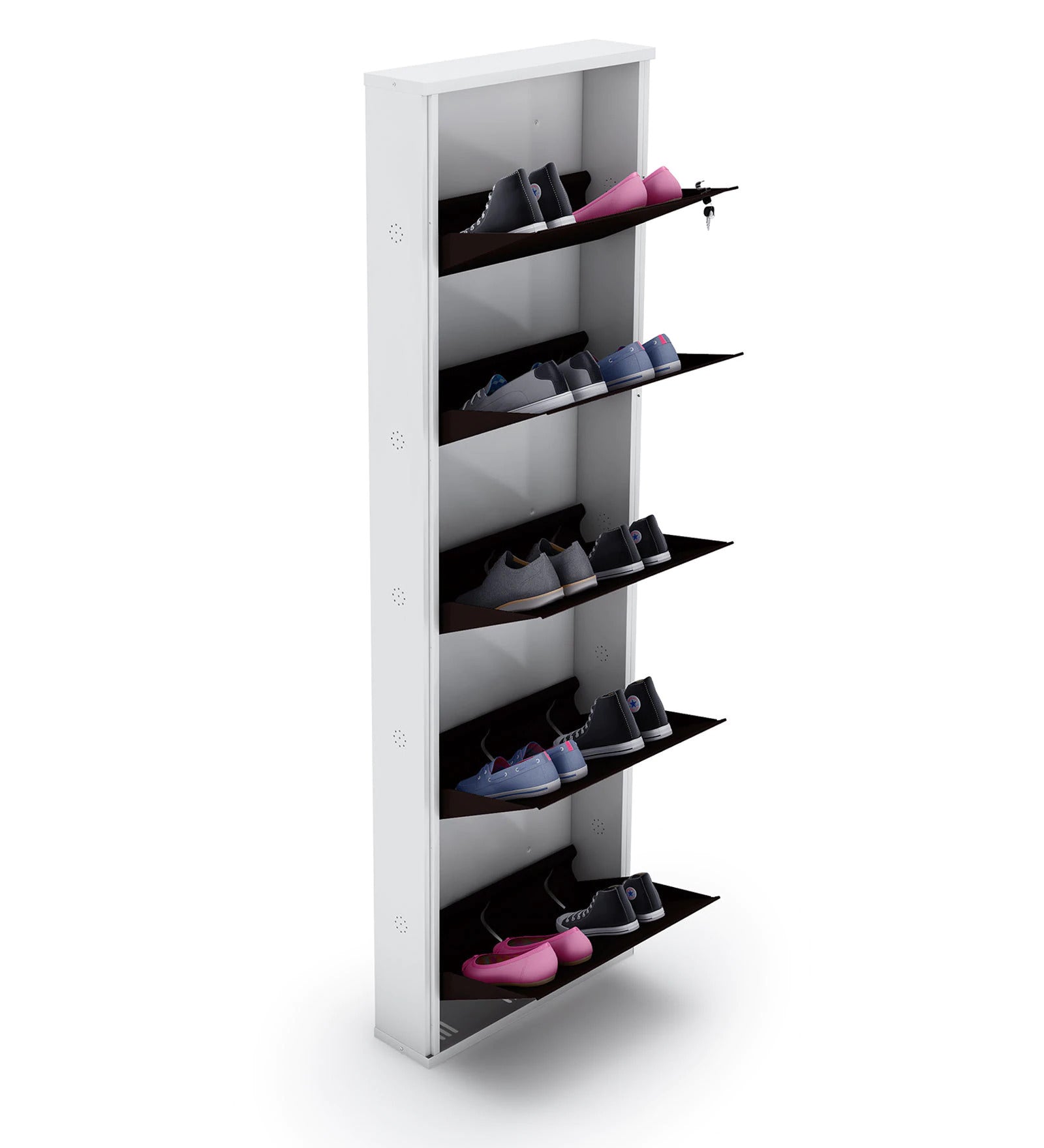 Parasnath BrownWhite Wall Shoe Rack 5 Shelves Shoes Stand