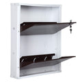 Parasnath Brown White Wall-Mounted 2-Shelf Shoe Rack Lockable Organizer