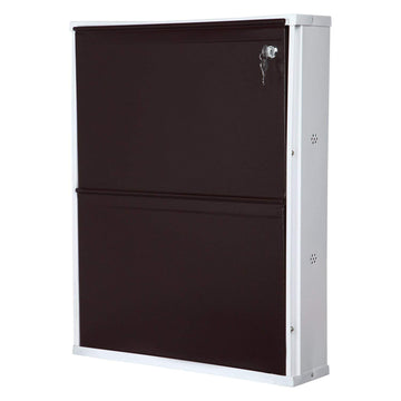 Parasnath Brown White Wall-Mounted 2-Shelf Shoe Rack Lockable Organizer