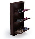 Parasnath Coffee Colour Wall Shoe Rack 3 Shelves Slim Lockable Steel Shoe Stand
