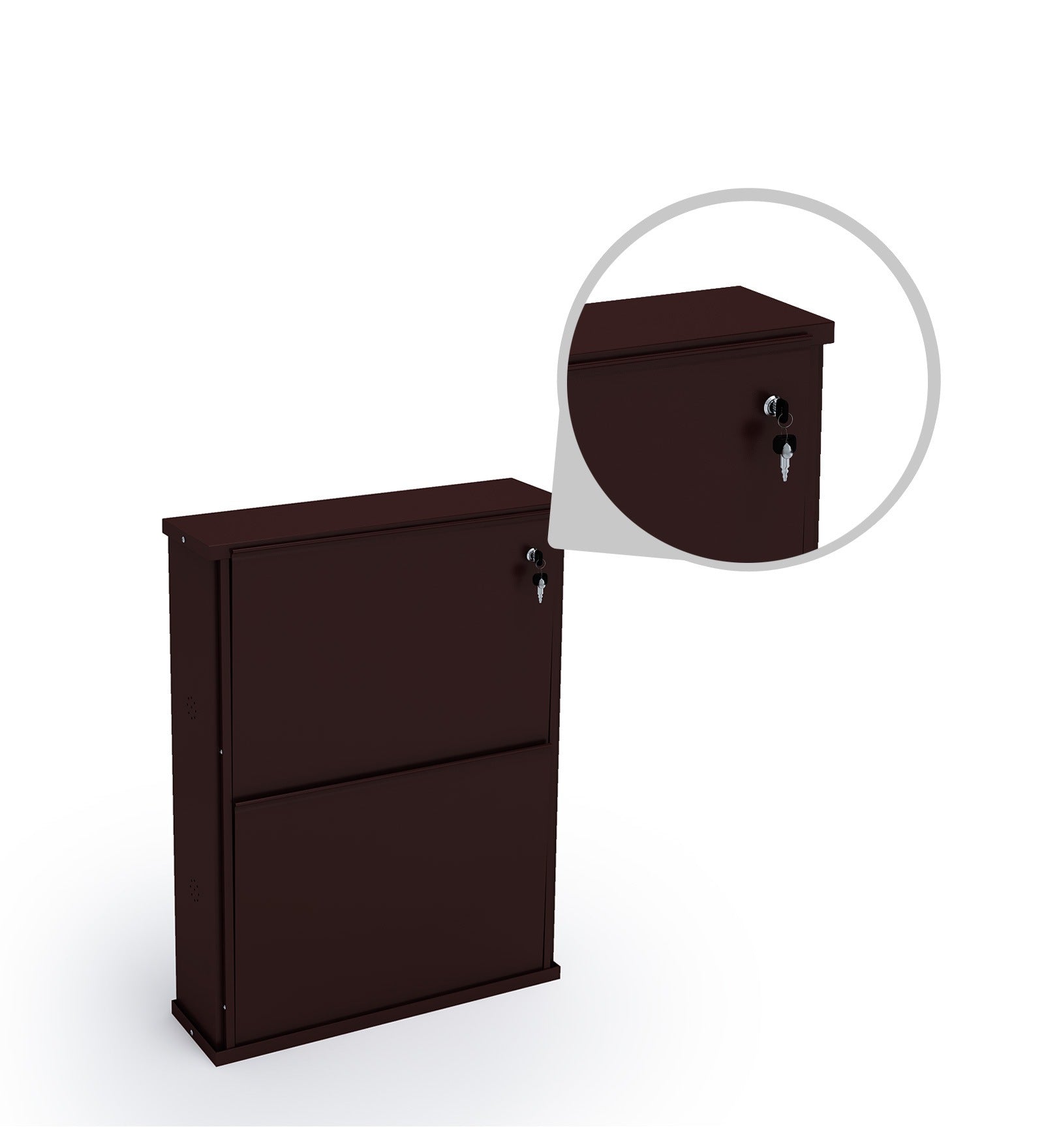 Parasnath Coffee Colour Wall Shoe Rack 2 Shelves Slim Lockable Steel Shoe Stand