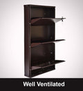 Parasnath Coffee Colour Wall Shoe Rack 3 Shelves Slim Lockable Steel Shoe Stand