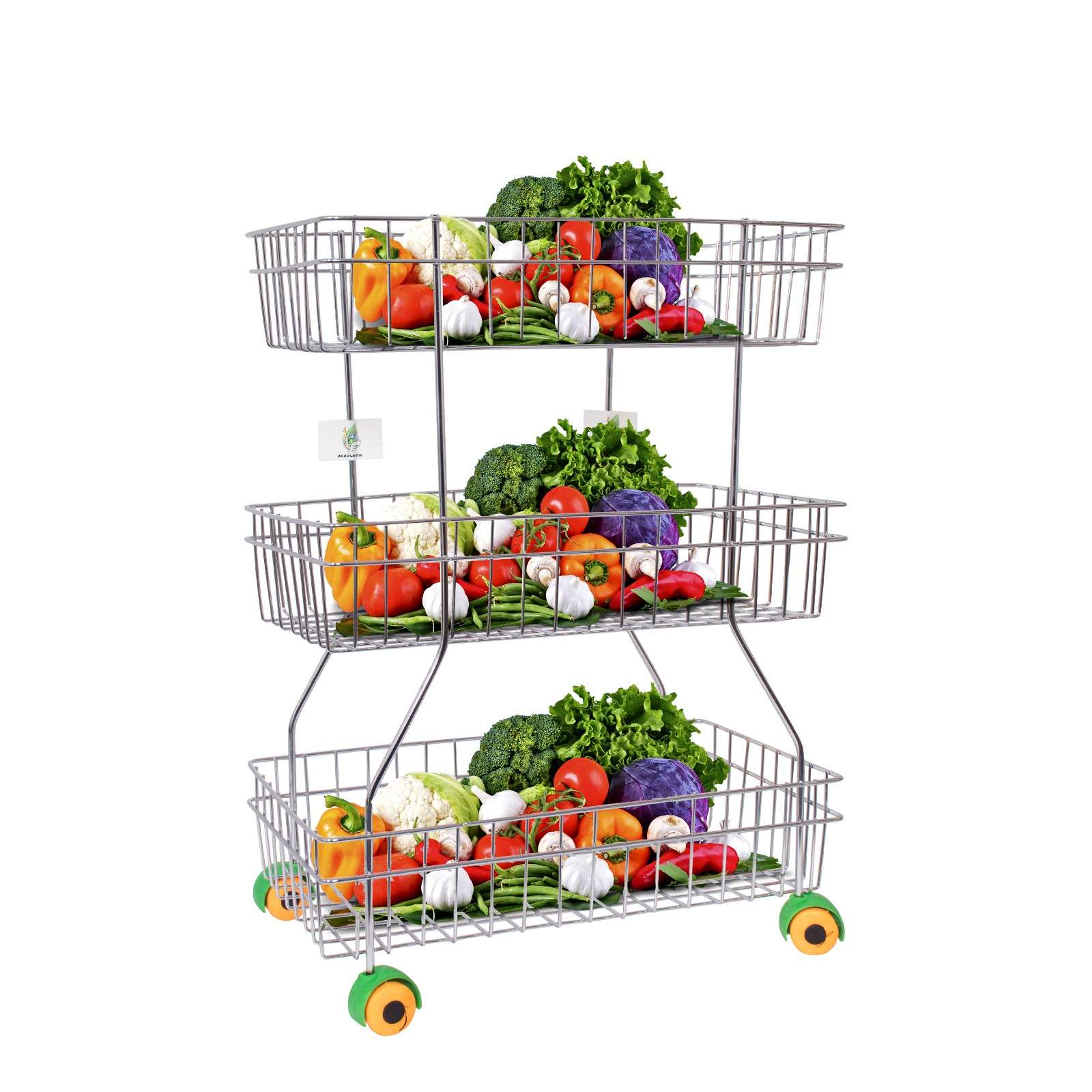 Parasnath Zig Zag 3-Shelf Stainless Steel Vegetable Stand for Kitchen Storage