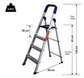3-Step Parasnath Aluminium Folding Ladder 3.2 Ft with Anti-Skid Wide Steps