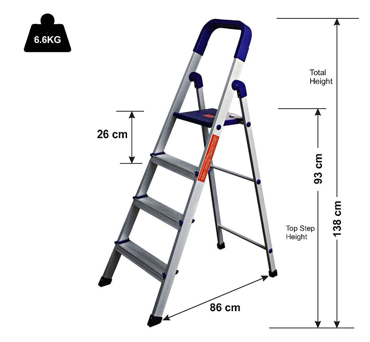 3-Step Parasnath Aluminium Folding Ladder 3.2 Ft with Anti-Skid Wide Steps