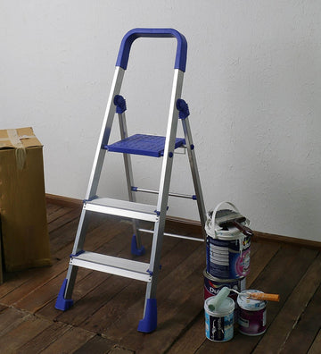 3-Step Parasnath Aluminium Folding Ladder 3.2 Ft with Anti-Skid Wide Steps
