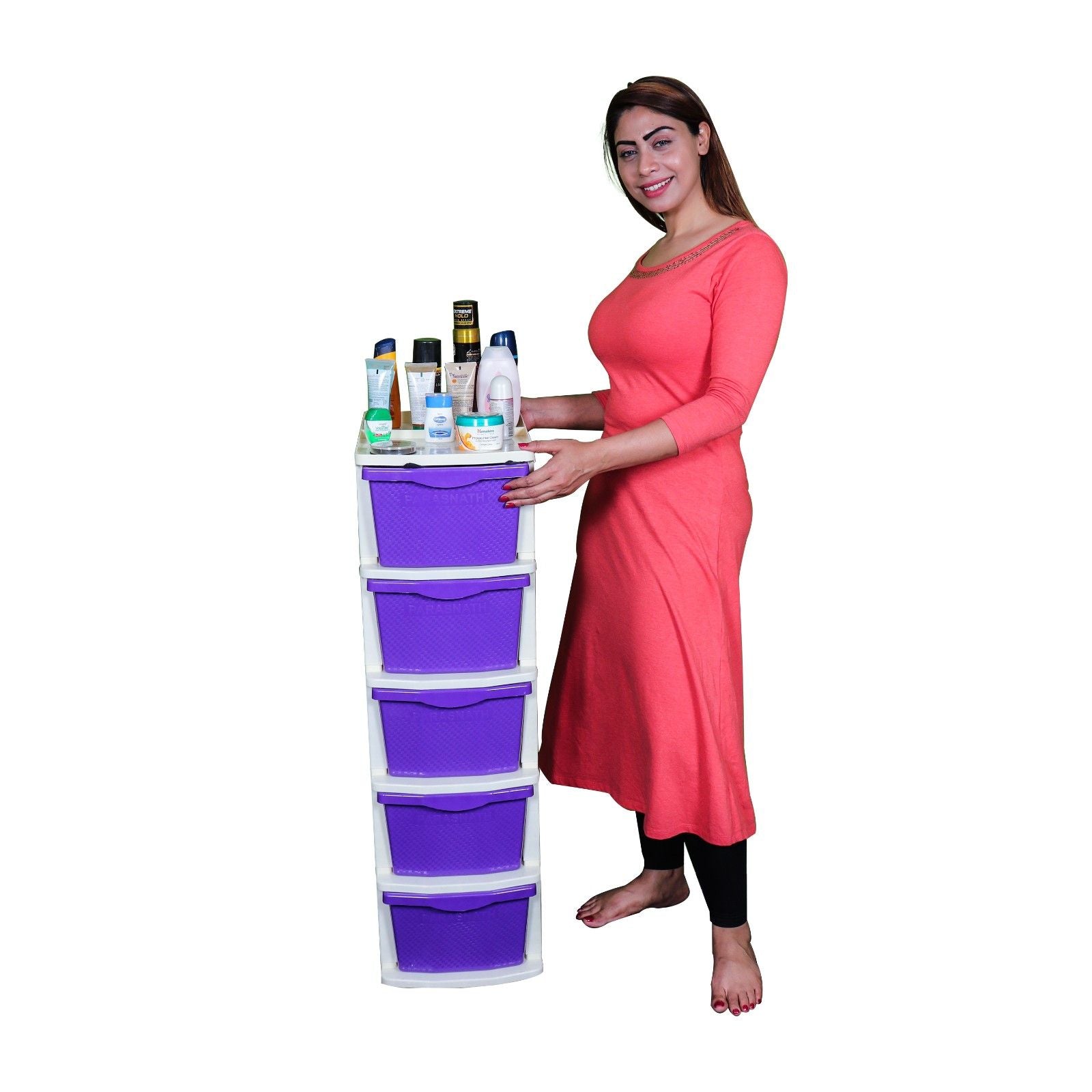 Parasnath Boxo 5 Layer Purple Drawer – Multi-purpose storage with wheels