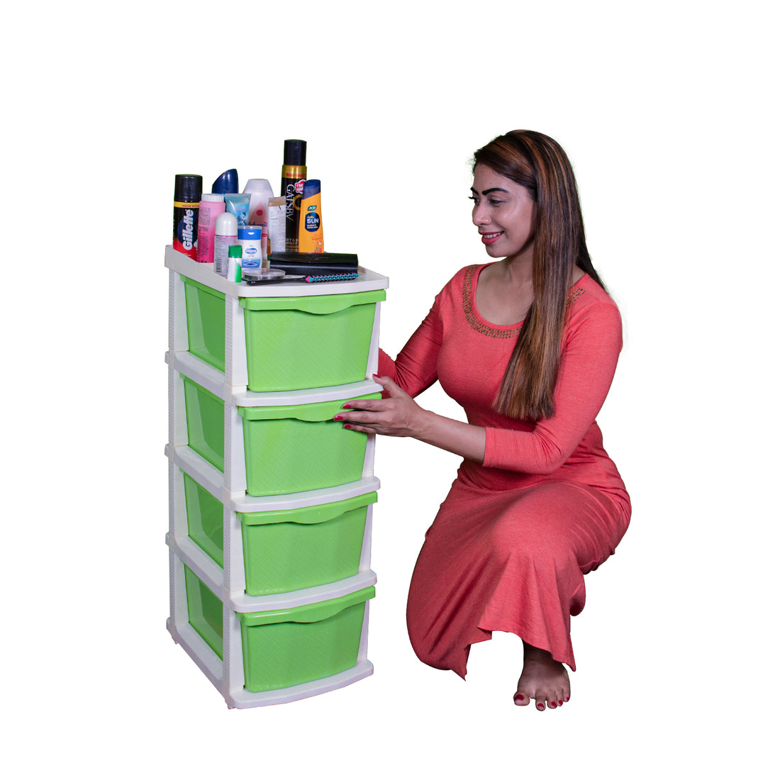 Parasnath Boxo 4 Layer Green Drawer – Multi-purpose storage with wheels
