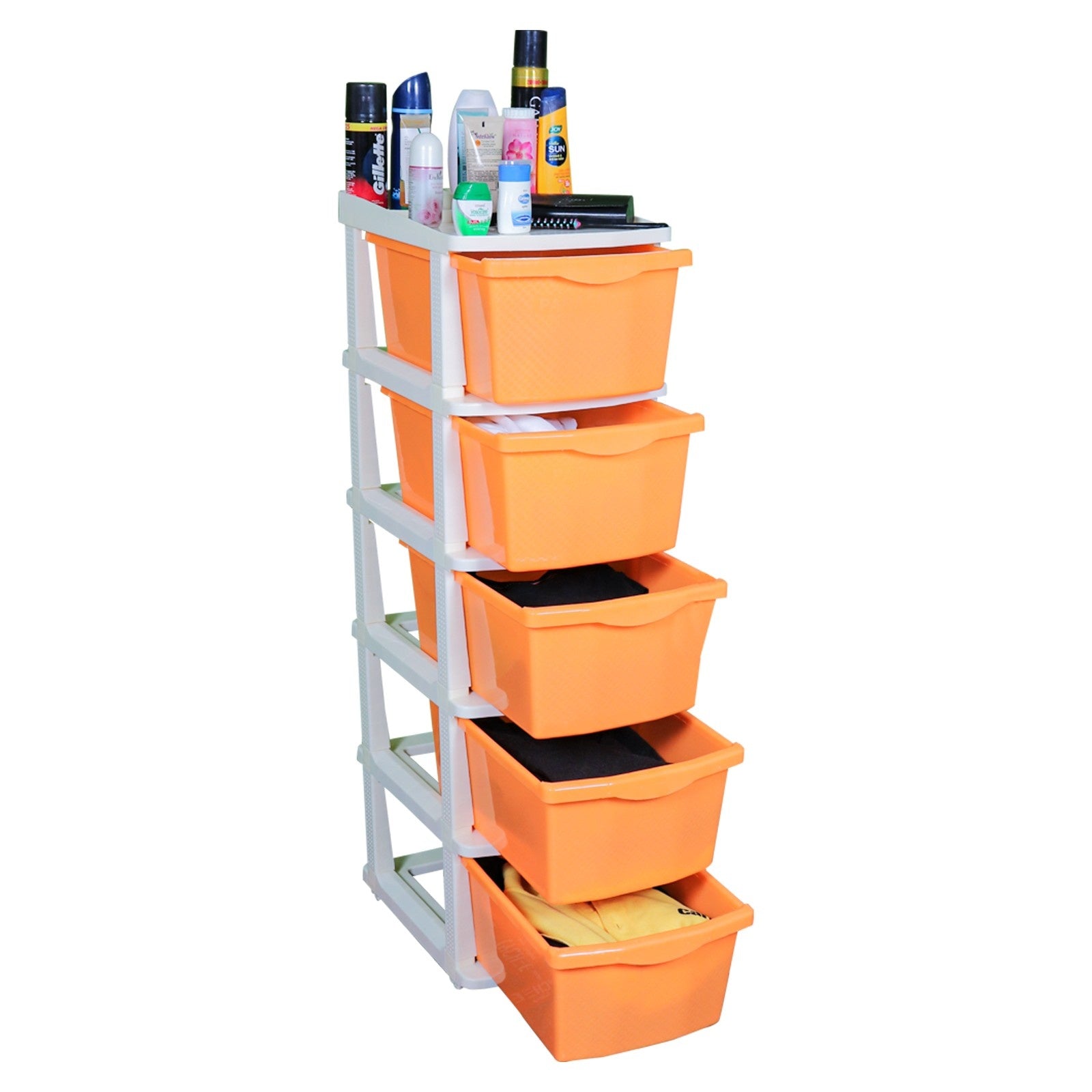 Parasnath Boxo 5 Layer Orange Drawer – Multi-purpose storage with wheels