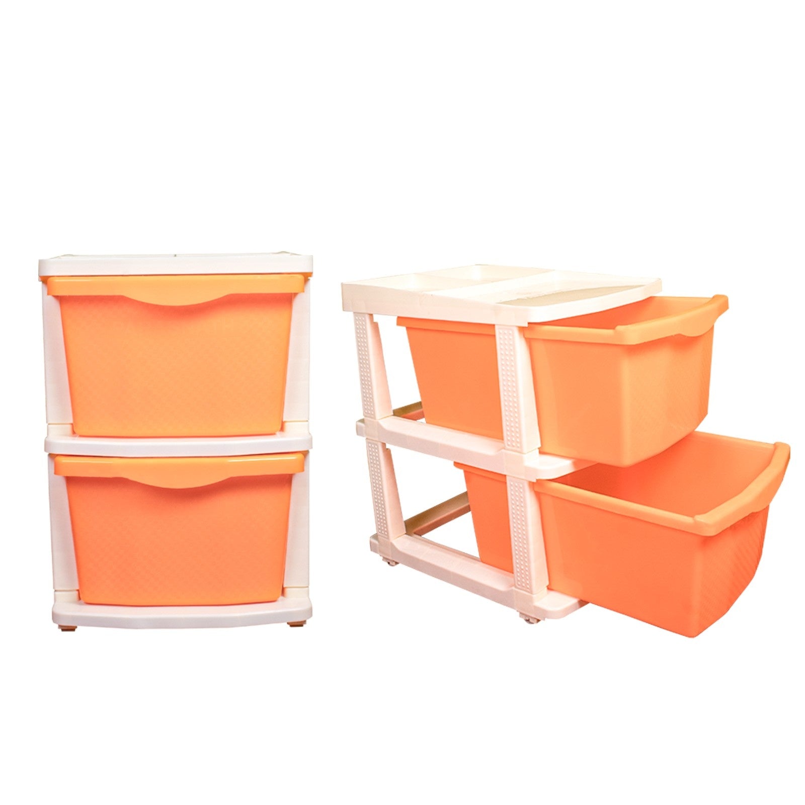 PARASNATH Boxo 2 Layer (Orange) Multi-Purpose Modular Drawer Storage 