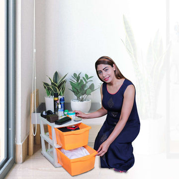 PARASNATH Boxo 2 Layer (Orange) Multi-Purpose Modular Drawer Storage 