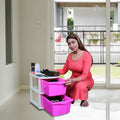 PARASNATH Boxo 2 Layer Pink Drawer – durable, wheeled modular storage for home & office.