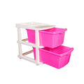 PARASNATH Boxo 2 Layer Pink Drawer – durable, wheeled modular storage for home & office.