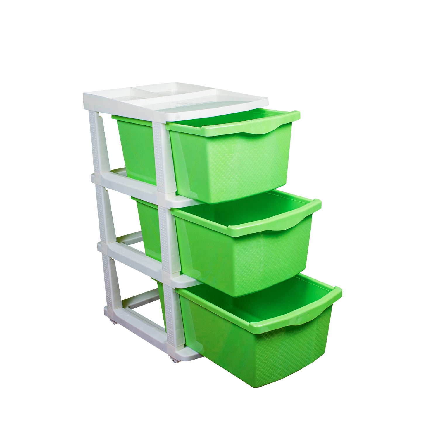 Parasnath Boxo 3 Layer Green Drawer – Multi-purpose storage with wheels