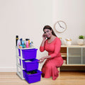 Parasnath Boxo 3 Layer Purple Drawer – Multi-purpose storage with wheels