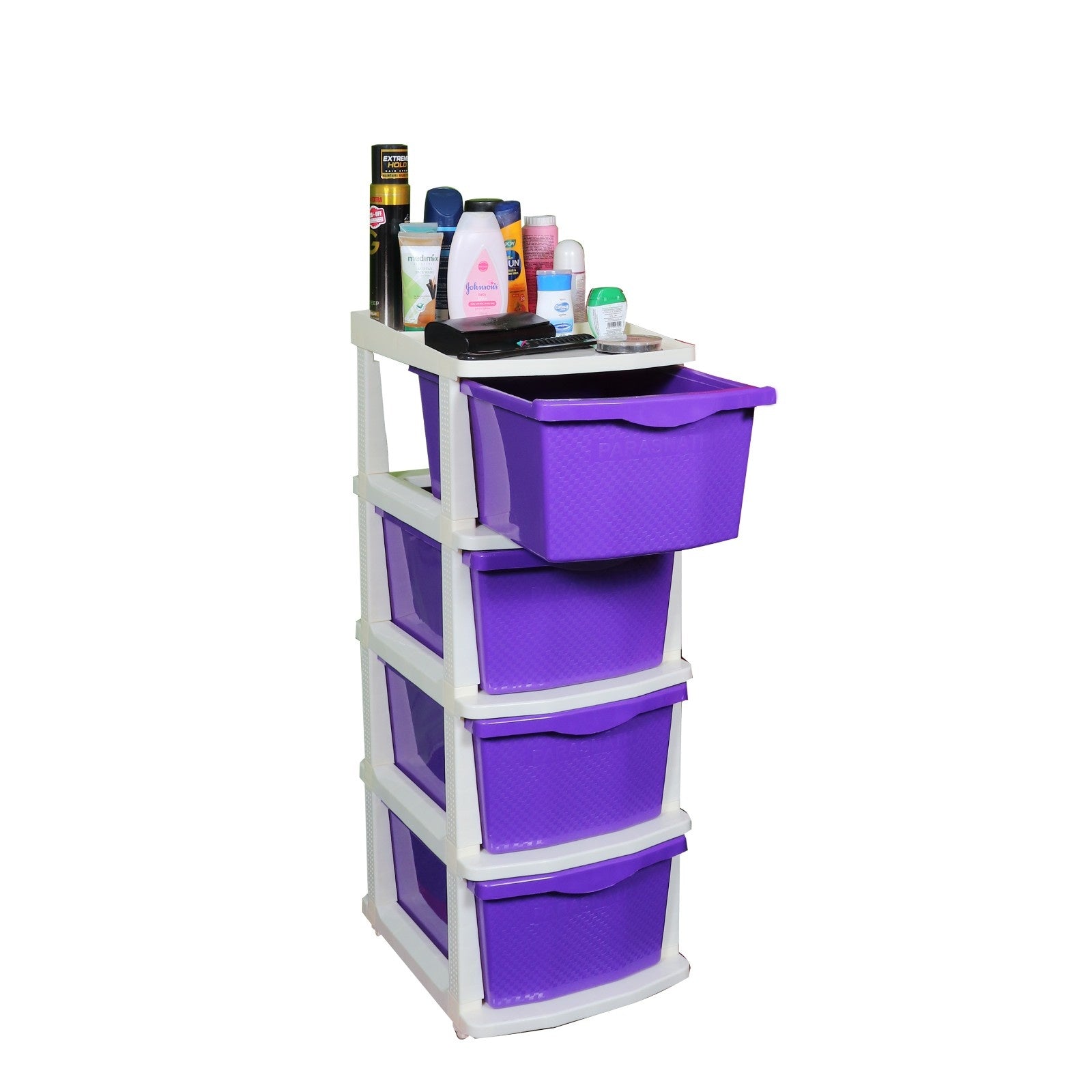Parasnath Boxo 4 Layer Purple  Drawer – Multi-purpose storage with wheels