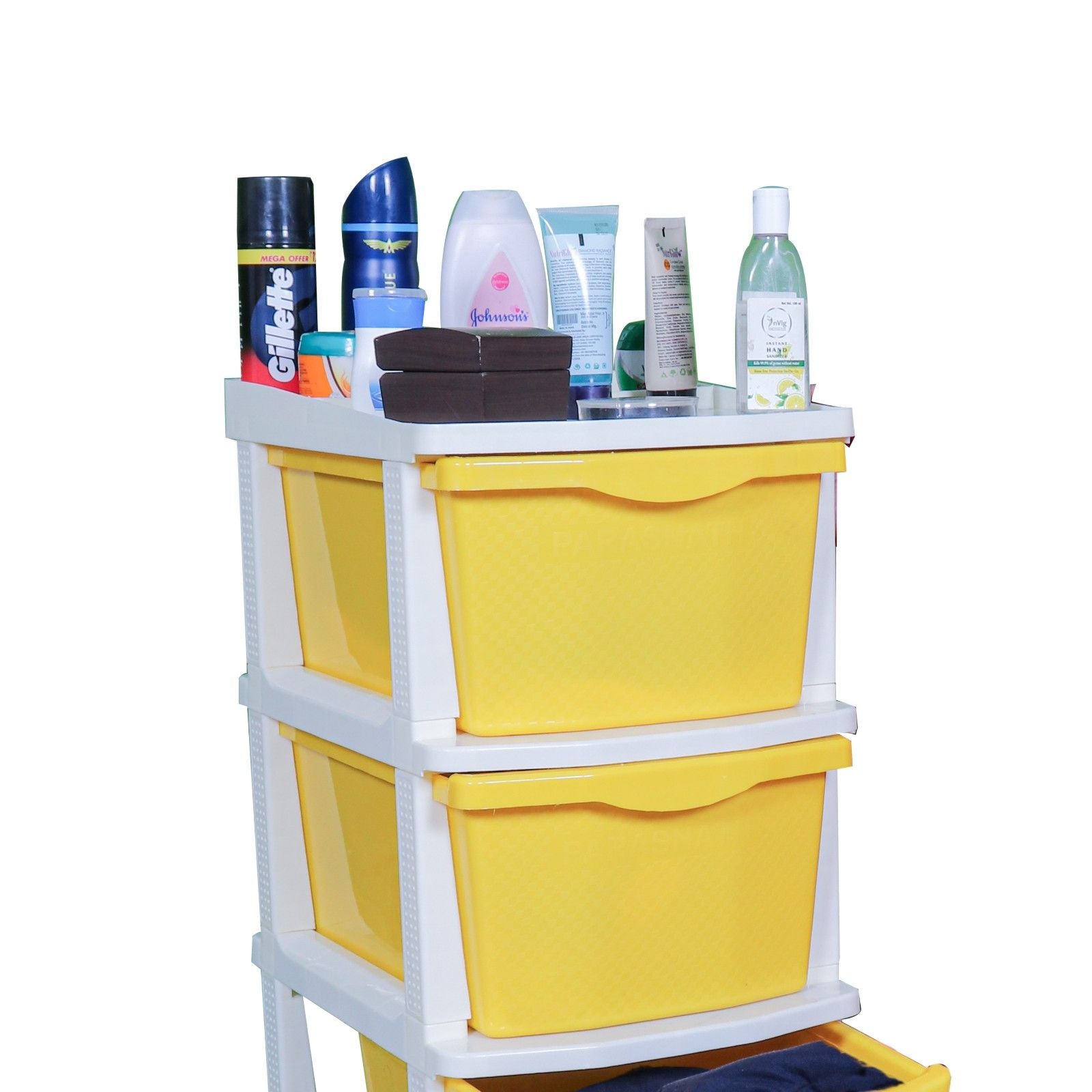 Parasnath Boxo 4 Layer Yellow  Drawer – Multi-purpose storage with wheels